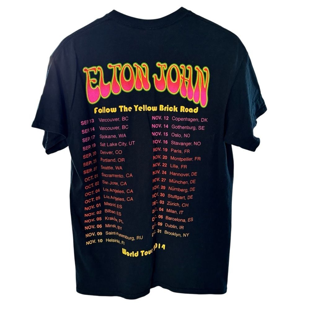 Elton John 2014 World Tour Black T-shirt Sz M - Picture 2 of 8